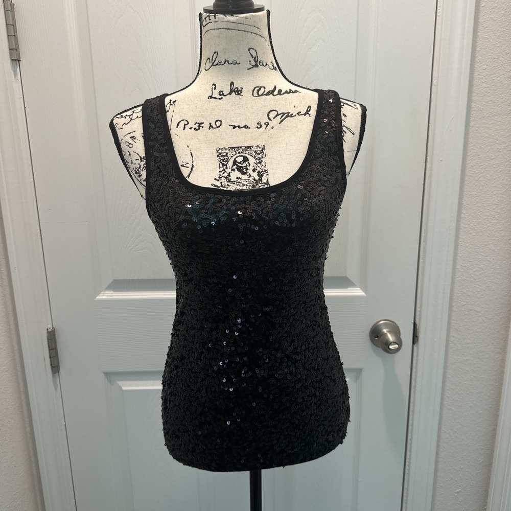 Old Navy Black Sequin Tank Top